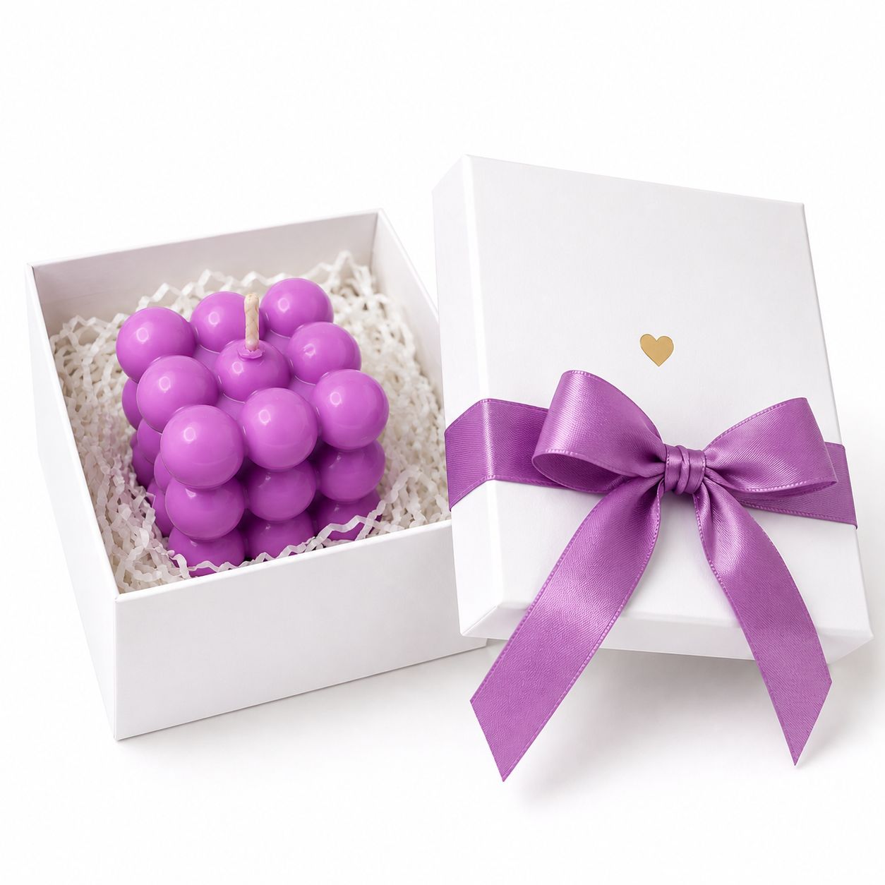 Bubble Cube Candle | Gift Ready (White Box + Ribbon)
