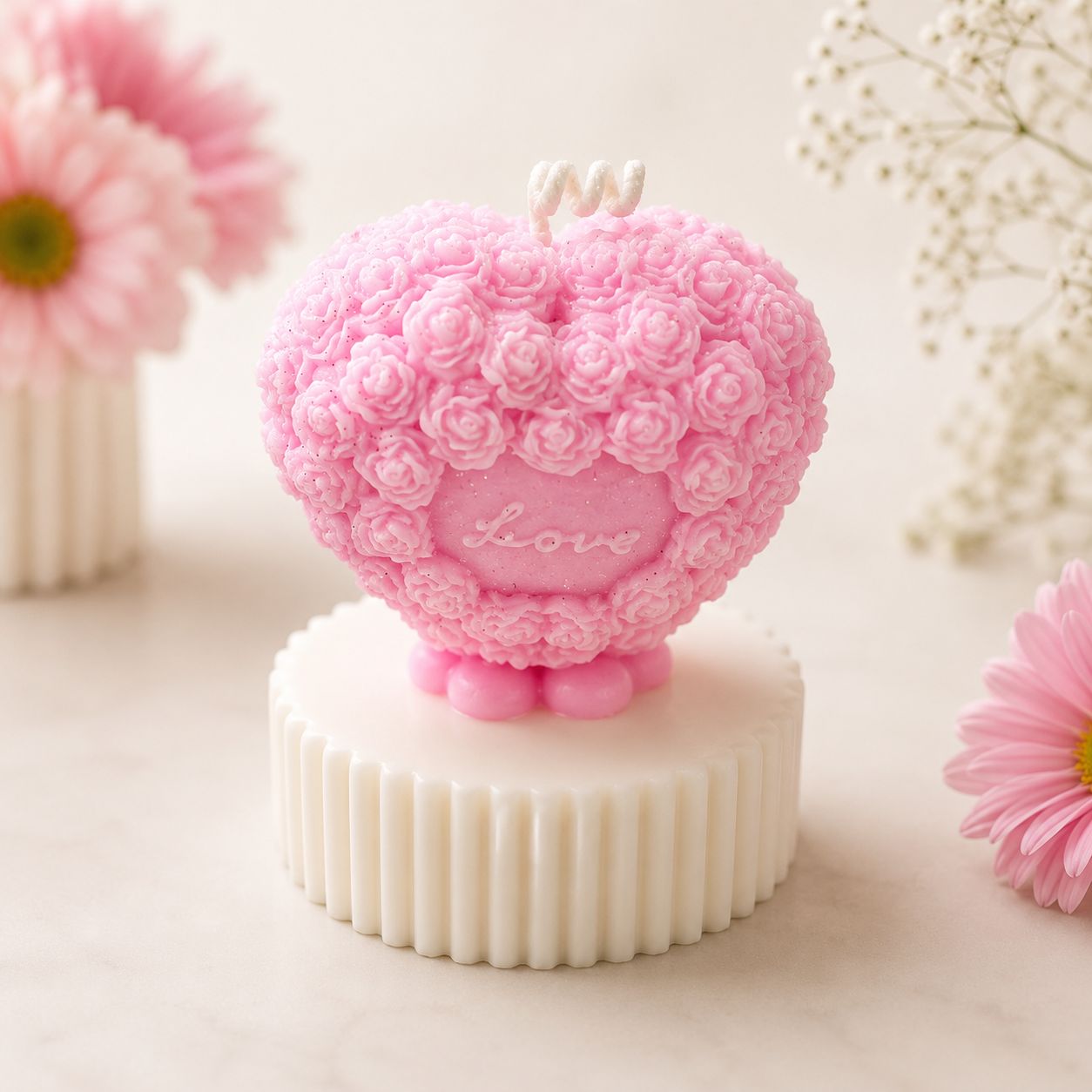 Love Heart Candle | Gift Box with Satin Ribbon